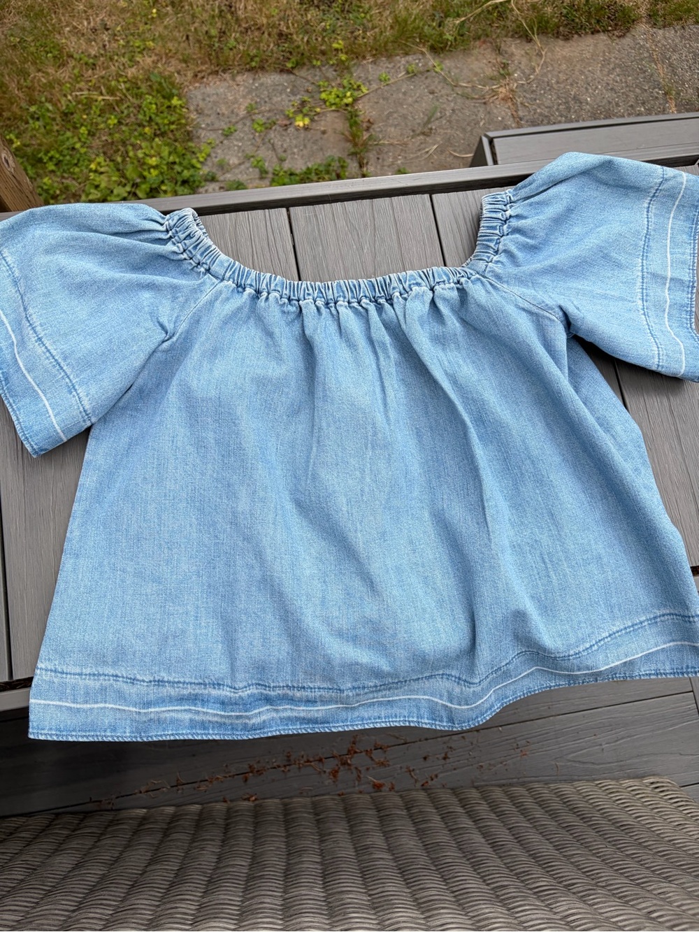 Ag Adriano Goldschmied Light Blue Off-Shoulder Denim Top for Kids